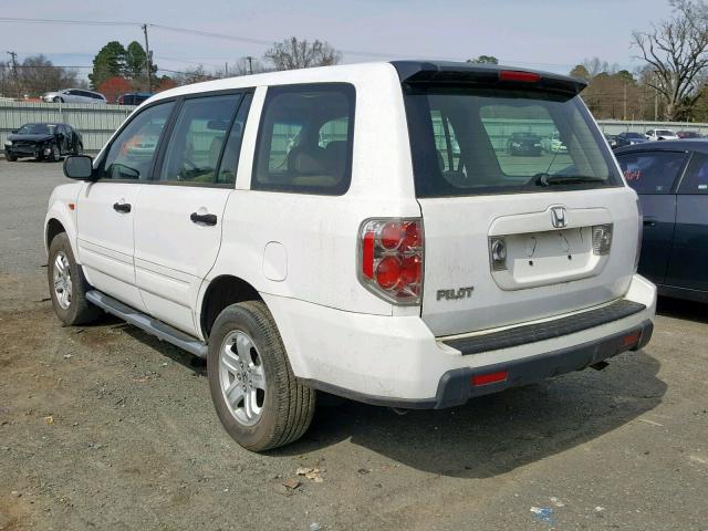 5FNYF28107B004152 - 2007 HONDA PILOT LX WHITE photo 3