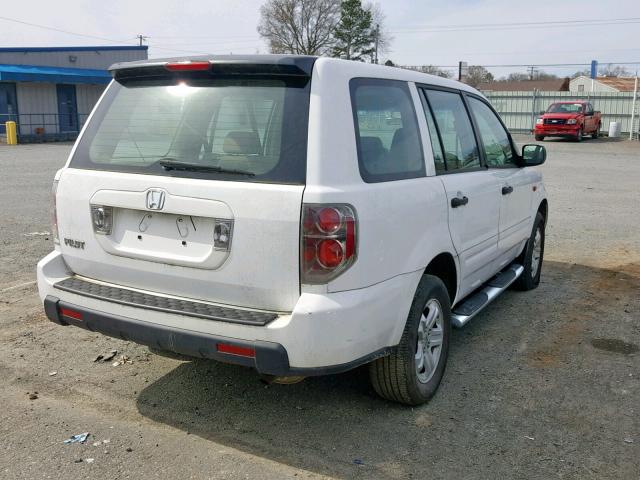 5FNYF28107B004152 - 2007 HONDA PILOT LX WHITE photo 4