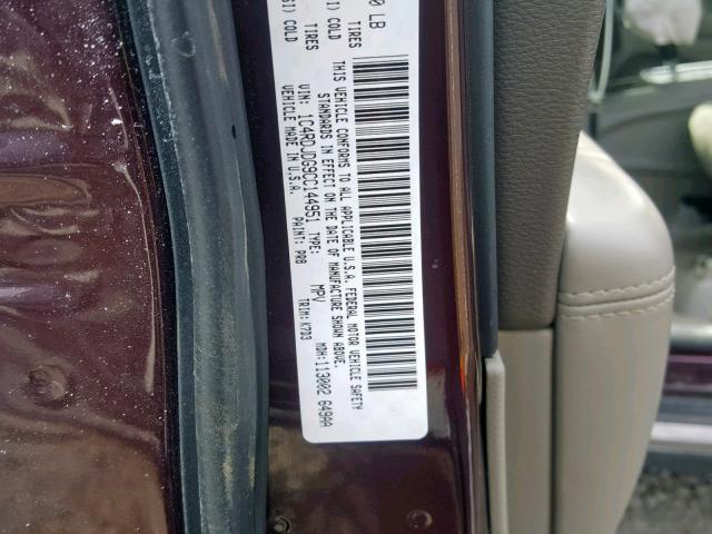 1C4RDJDG9CC144951 - 2012 DODGE DURANGO CR MAROON photo 10