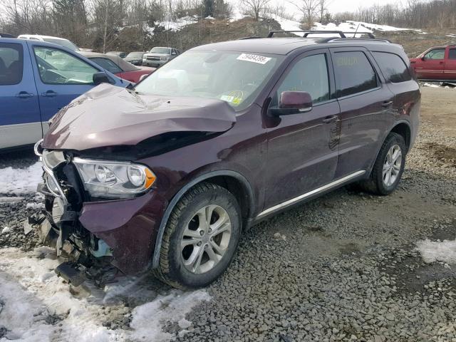 1C4RDJDG9CC144951 - 2012 DODGE DURANGO CR MAROON photo 2