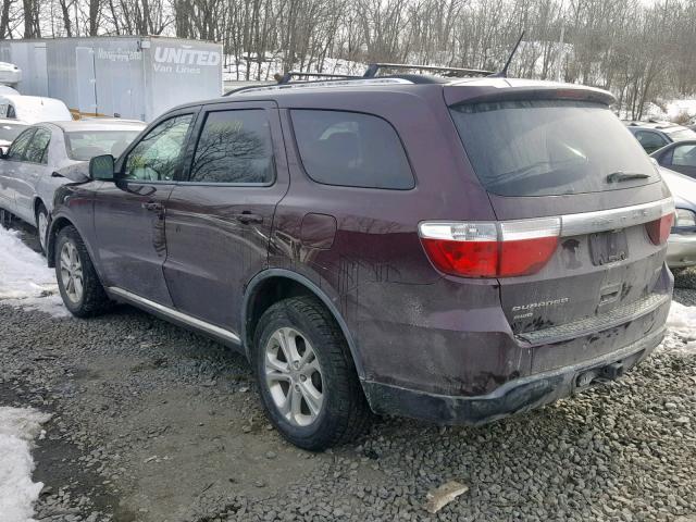 1C4RDJDG9CC144951 - 2012 DODGE DURANGO CR MAROON photo 3