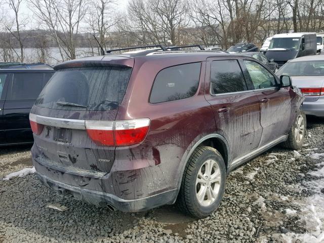 1C4RDJDG9CC144951 - 2012 DODGE DURANGO CR MAROON photo 4