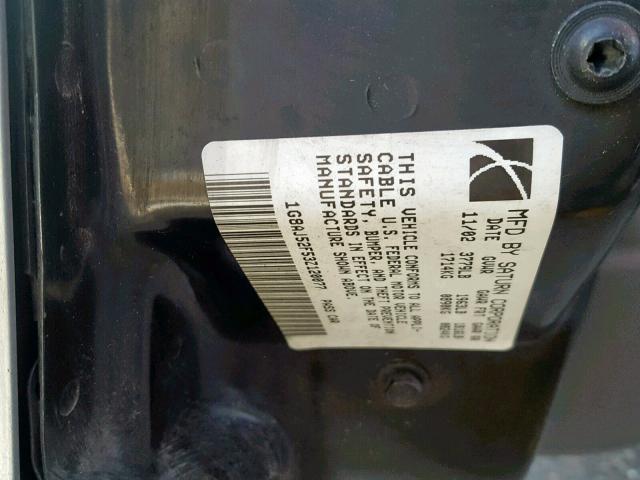 1G8AJ52F53Z120077 - 2003 SATURN ION LEVEL SILVER photo 10