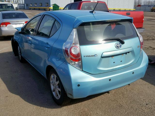 JTDKDTB39D1046979 - 2013 TOYOTA PRIUS C TEAL photo 3