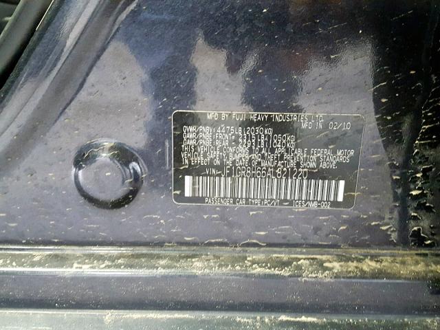 JF1GR8H66AL821220 - 2010 SUBARU IMPREZA WR BLACK photo 10