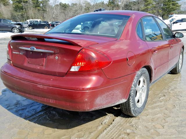 1FAHP55SX2A137083 - 2002 FORD TAURUS SES RED photo 4