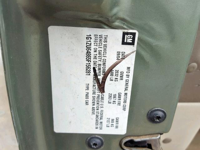 1G1ZU64865F156281 - 2005 CHEVROLET MALIBU MAX 绿色 照片 10