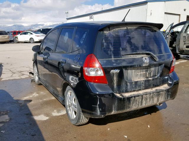 JHMGD37678S007153 - 2008 HONDA FIT SPORT BLACK photo 3