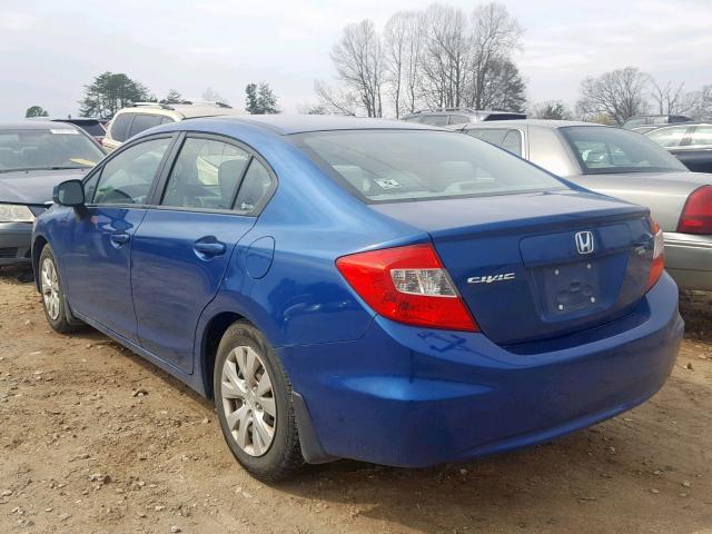 2HGFB2F50CH575915 - 2012 HONDA CIVIC LX BLUE photo 3