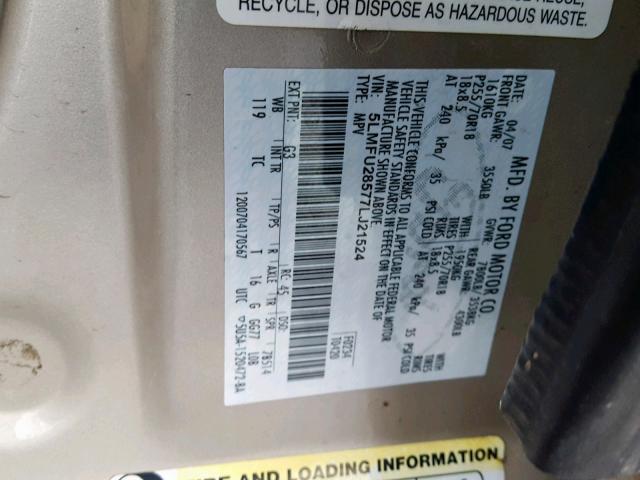 5LMFU28577LJ21524 - 2007 LINCOLN NAVIGATOR Qızıl foto 10