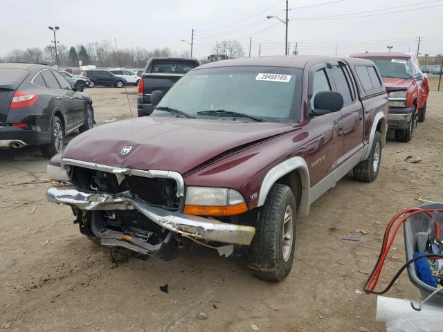 1B7GL2AX7YS602021 - 2000 DODGE DAKOTA QUA MAROON photo 2