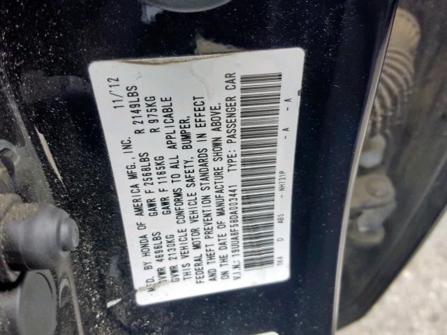 19UUA8F58DA003441 - 2013 ACURA TL TECH BLACK photo 10