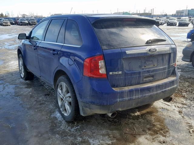 2FMDK4KC6DBA19663 - 2013 FORD EDGE LIMIT BLUE photo 3