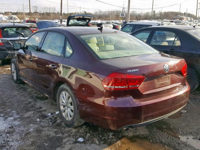 1VWAP7A3XEC017375 - 2014 VOLKSWAGEN PASSAT S MAROON photo 3