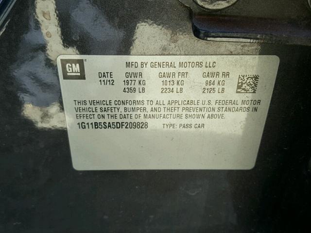 1G11B5SA5DF209828 - 2013 CHEVROLET MALIBU LS GRAY photo 10