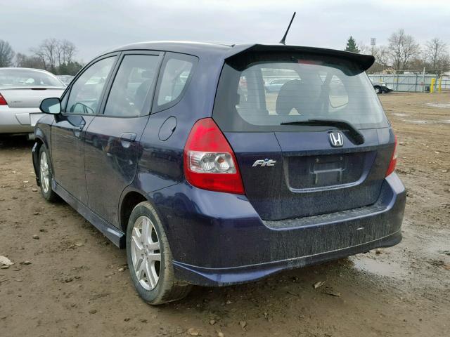 JHMGD37628S063999 - 2008 HONDA FIT SPORT BLUE photo 3