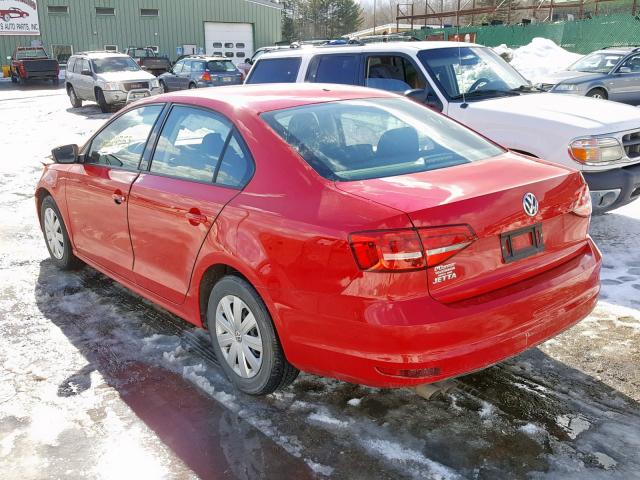 3VW2K7AJ3FM327465 - 2015 VOLKSWAGEN JETTA BASE RED photo 3