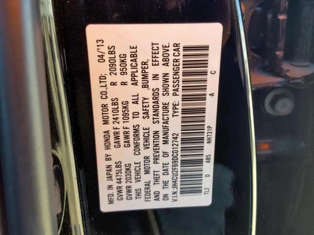 JH4CU2F69DC012742 - 2013 ACURA TSX TECH BLACK photo 10