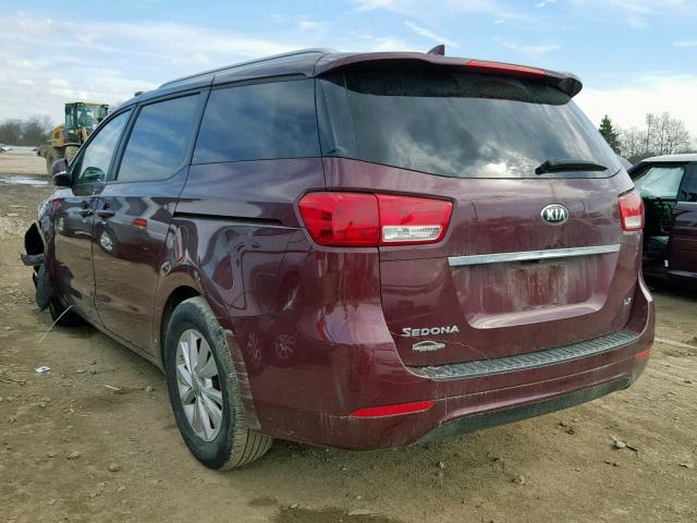 KNDMB5C16G6143300 - 2016 KIA SEDONA LX BURGUNDY photo 3