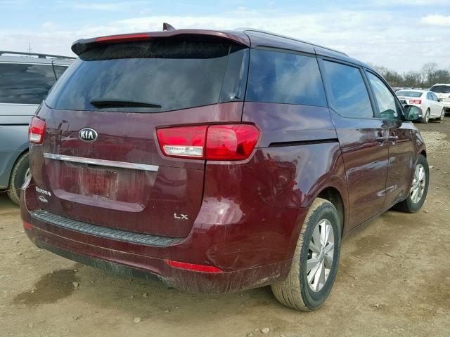 KNDMB5C16G6143300 - 2016 KIA SEDONA LX BURGUNDY photo 4