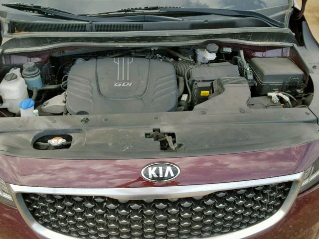 KNDMB5C16G6143300 - 2016 KIA SEDONA LX BURGUNDY photo 7