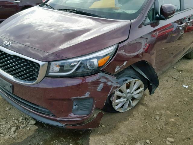 KNDMB5C16G6143300 - 2016 KIA SEDONA LX BURGUNDY photo 9