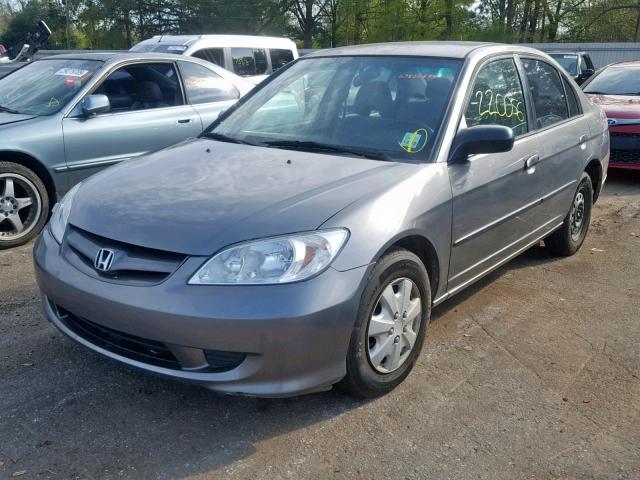 2HGES16385H626312 - 2005 HONDA CIVIC DX V GRAY photo 2