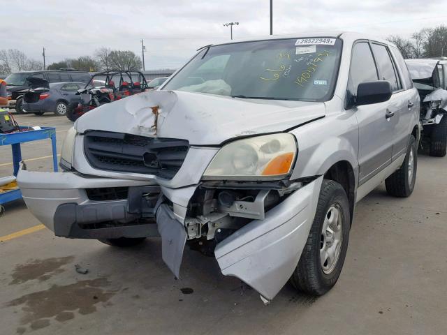 2HKYF18155H572180 - 2005 HONDA PILOT LX SILVER photo 2