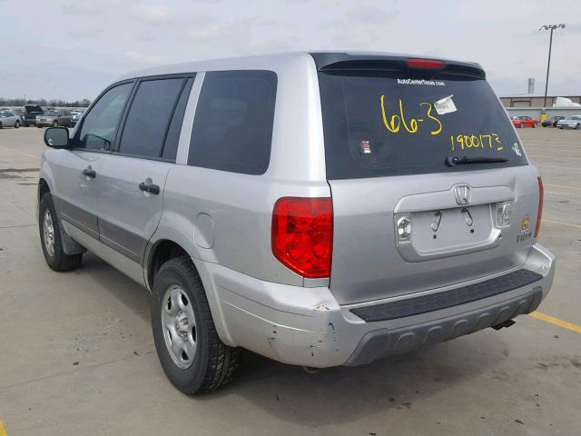 2HKYF18155H572180 - 2005 HONDA PILOT LX SILVER photo 3