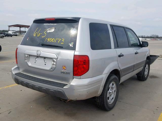 2HKYF18155H572180 - 2005 HONDA PILOT LX SILVER photo 4