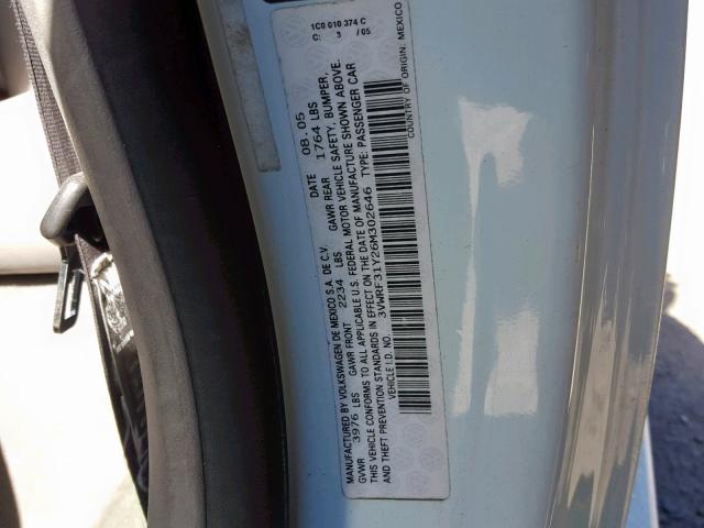 3VWRF31Y26M302646 - 2006 VOLKSWAGEN NEW BEETLE Mavi foto 10