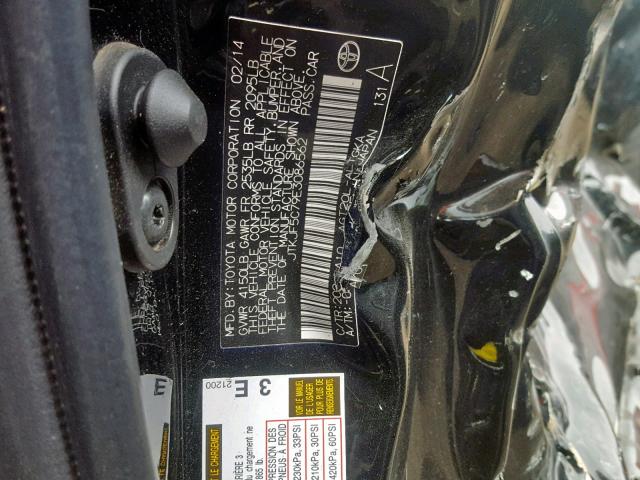 JTKJF5C79E3086562 - 2014 TOYOTA SCION TC შავი ფოტო 10