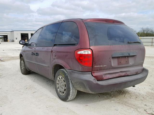 1C4GJ25312B608174 - 2002 CHRYSLER VOYAGER MAROON photo 3