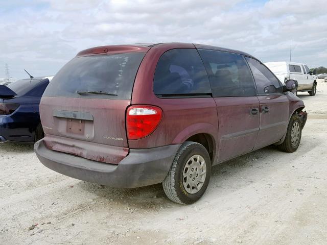 1C4GJ25312B608174 - 2002 CHRYSLER VOYAGER MAROON photo 4