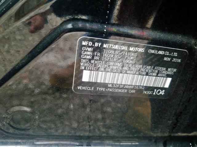 ML32F3FJ4HHF16762 - 2017 MITSUBISHI MIRAGE G4 ES  фото 10