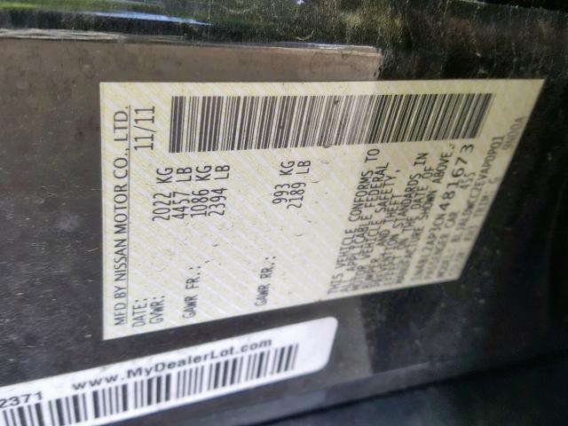 1N4BL2AP3CN481673 - 2012 NISSAN ALTIMA SR BLACK photo 10