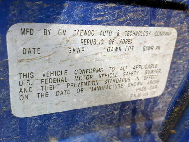 KL1TJ52674B180099 - 2004 CHEVROLET AVEO LS BLUE photo 10