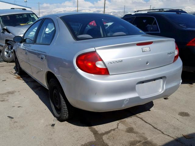 1B3ES26C52D625049 - 2002 DODGE NEON SILVER photo 3