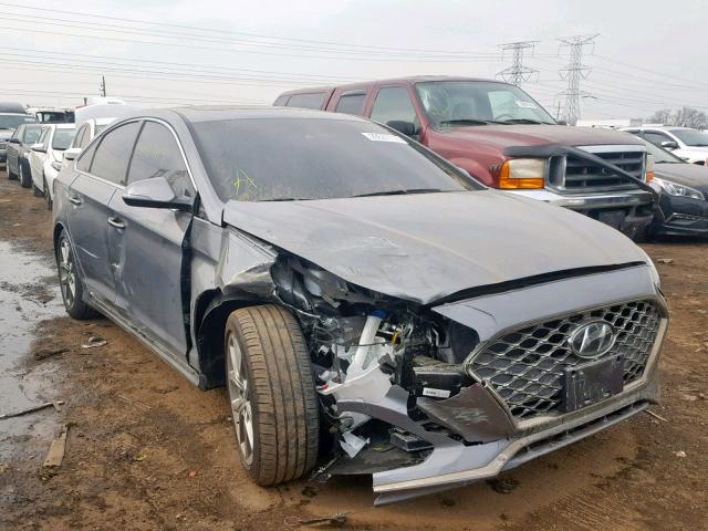 5NPE34AB3JH689167 - 2018 HYUNDAI SONATA SPO GRAY photo 1