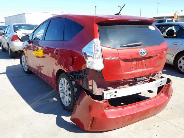 JTDZN3EU8C3126289 - 2012 TOYOTA PRIUS V RED photo 3