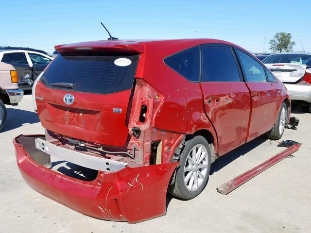 JTDZN3EU8C3126289 - 2012 TOYOTA PRIUS V RED photo 4