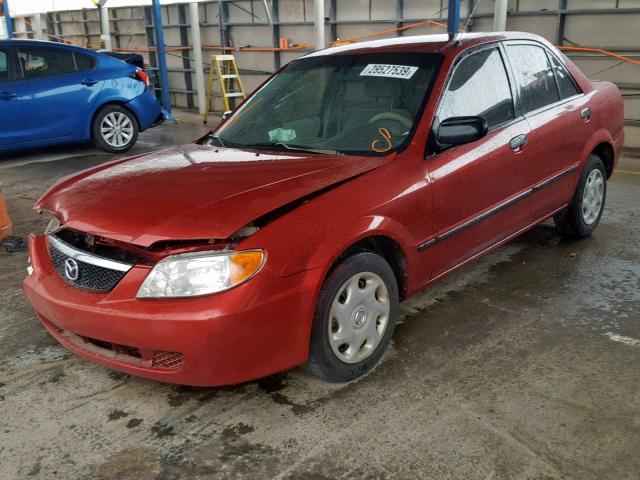 JM1BJ222910437383 - 2001 MAZDA PROTEGE DX MAROON photo 2