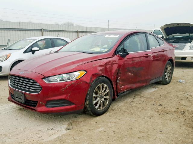 3FA6P0G72GR186195 - 2016 FORD FUSION S RED photo 2