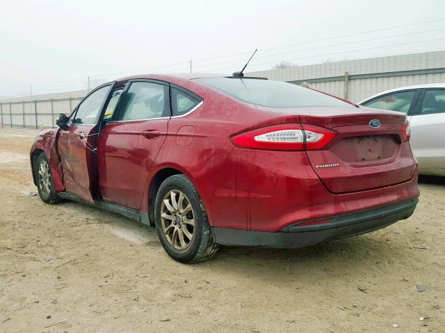 3FA6P0G72GR186195 - 2016 FORD FUSION S RED photo 3