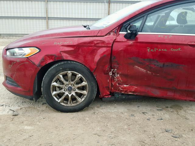 3FA6P0G72GR186195 - 2016 FORD FUSION S RED photo 9