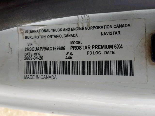 2HSCUAPR5AC169606 - 2010 INTERNATIONAL PROSTAR PR WHITE photo 10