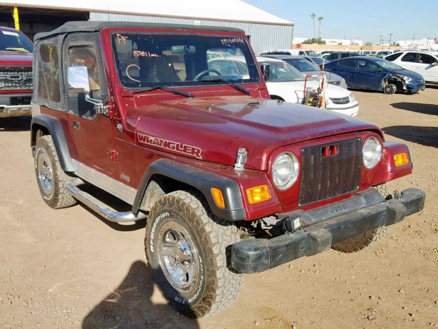 1J4FY29P0WP763029 - 1998 JEEP WRANGLER / BURGUNDY photo 1