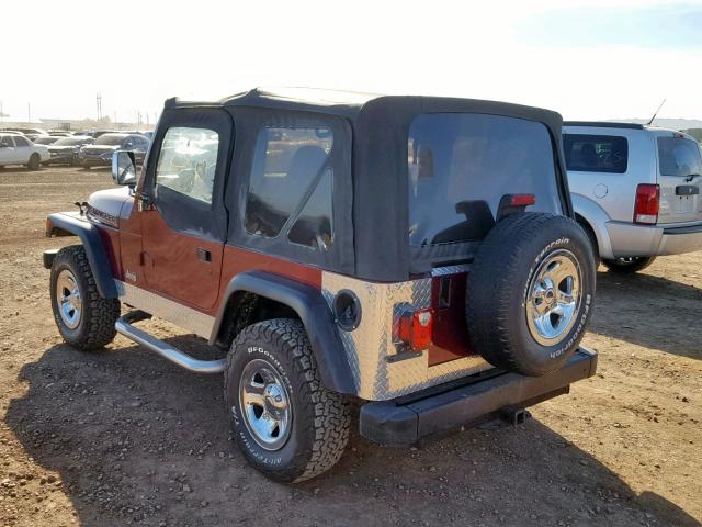 1J4FY29P0WP763029 - 1998 JEEP WRANGLER / BURGUNDY photo 3