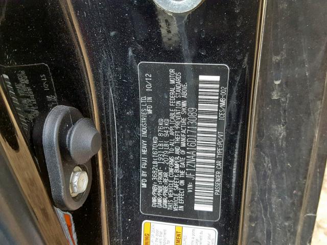 JF1ZNAA16D1713089 - 2013 TOYOTA SCION FR-S BLACK photo 10