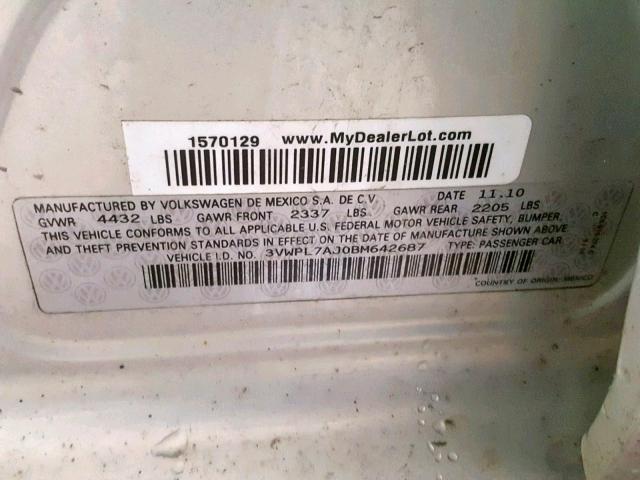 3VWPL7AJ0BM642687 - 2011 VOLKSWAGEN JETTA TDI SILVER photo 10